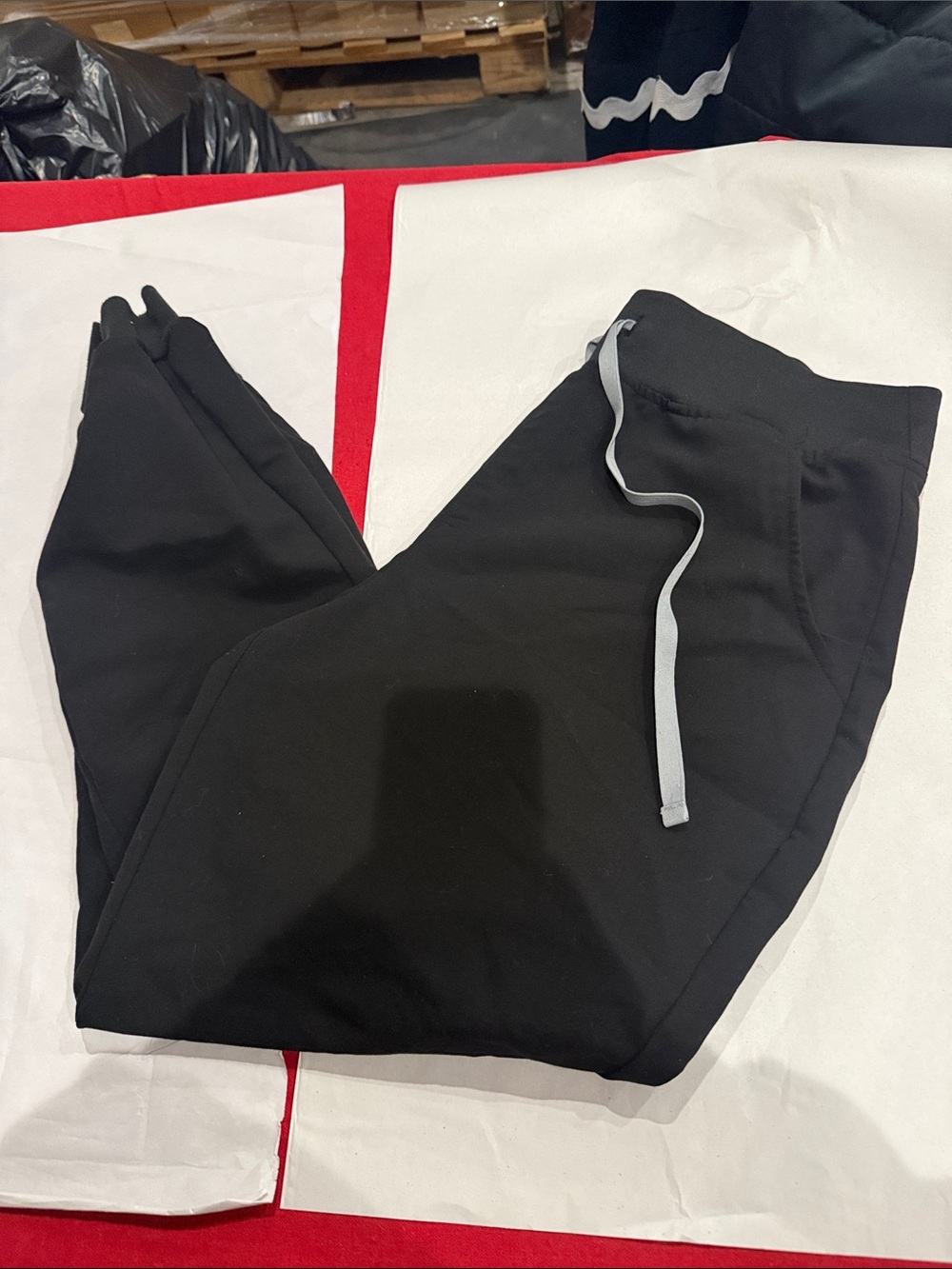 Figs Black Jogger Pants with Gray Drawstring